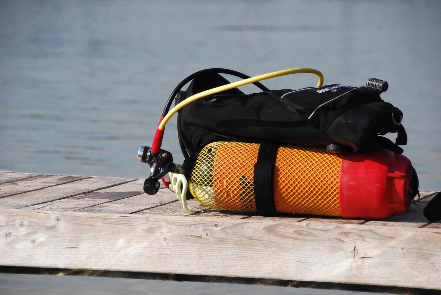 diver bottle on the jetty photo