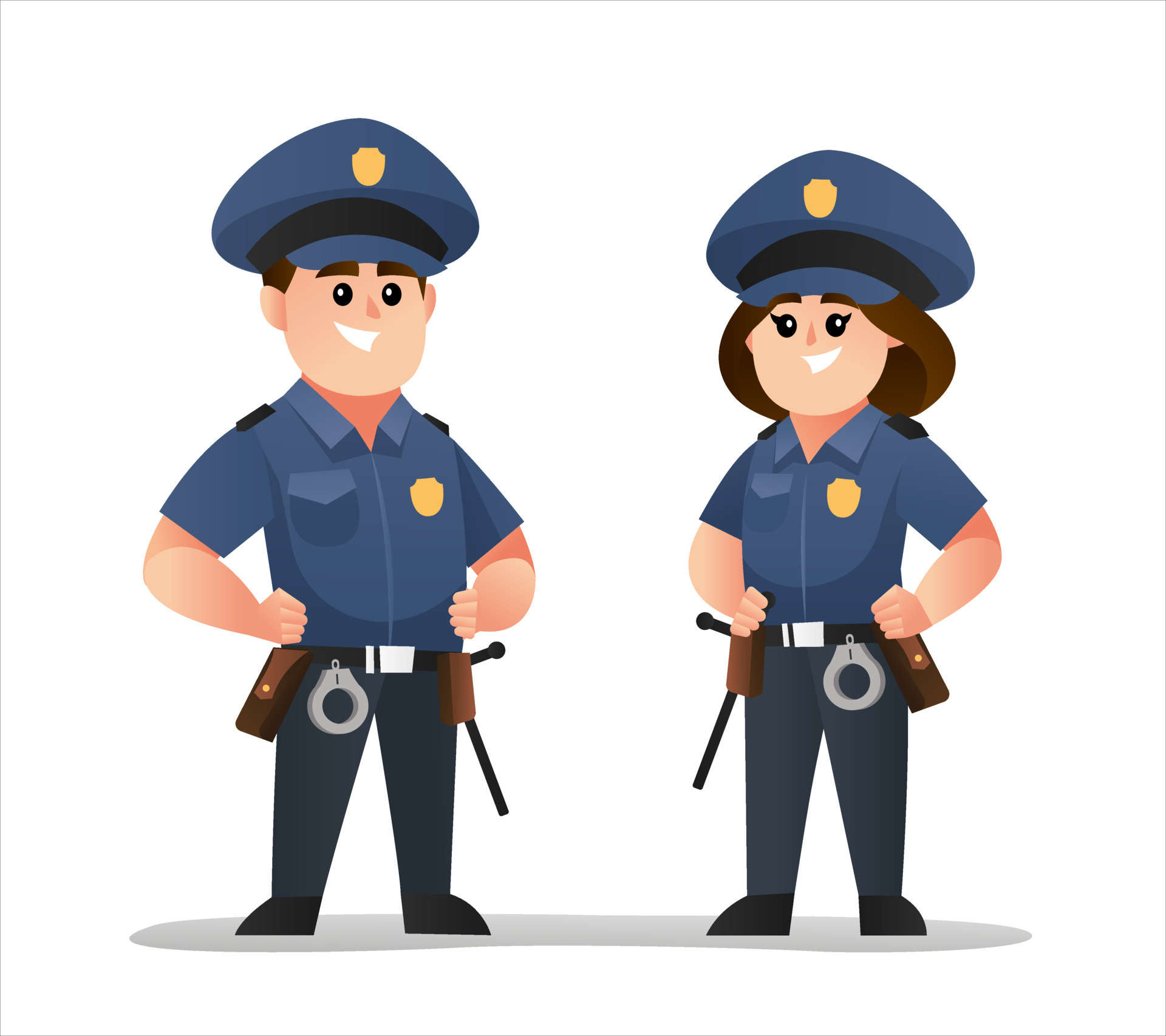 Cute male and female police officer characters set 6461701 Vector Art at  Vecteezy