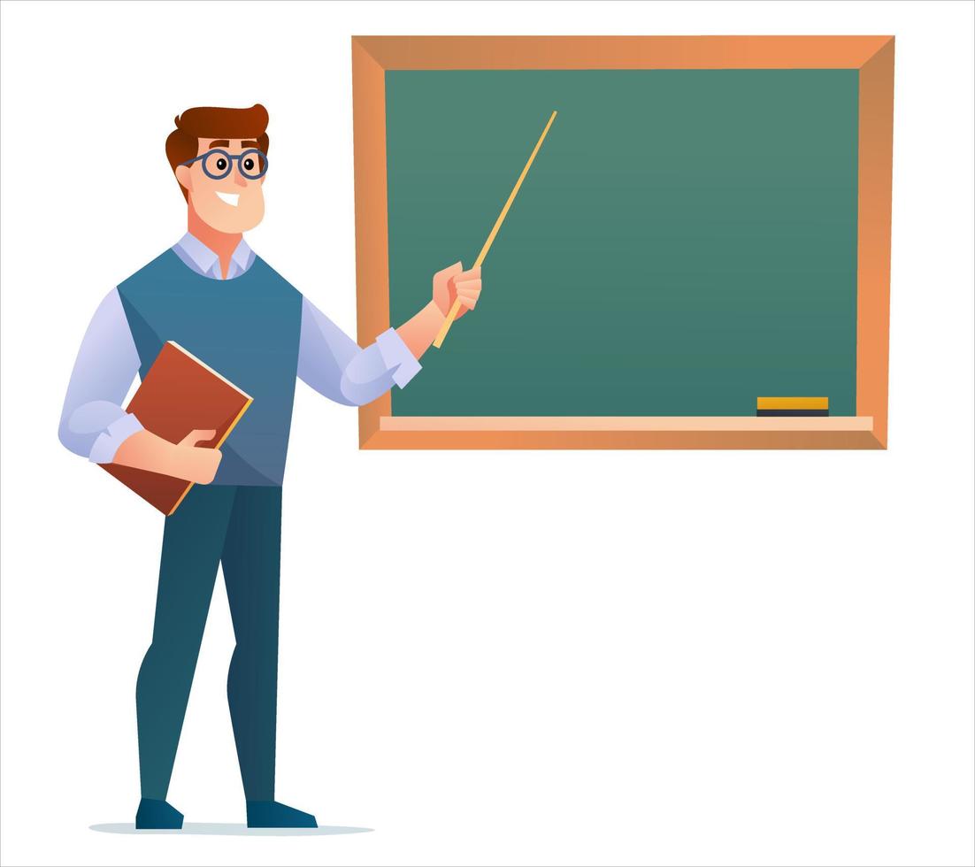 Teacher standing in front of blackboard illustration vector