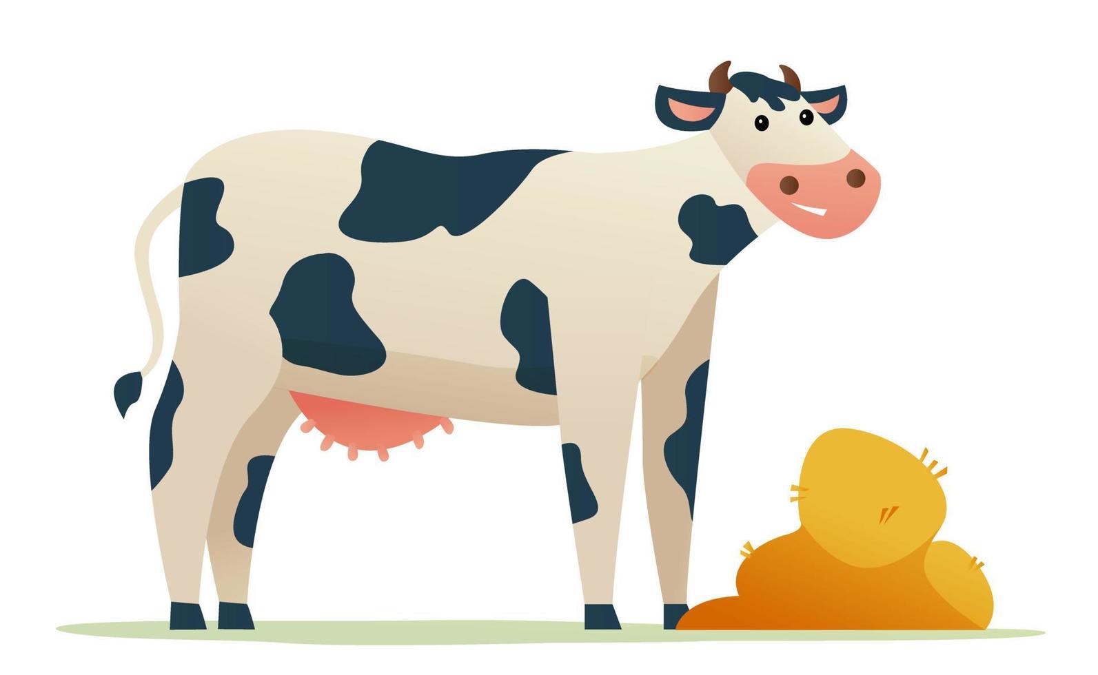 Cow with grain cartoon illustration vector