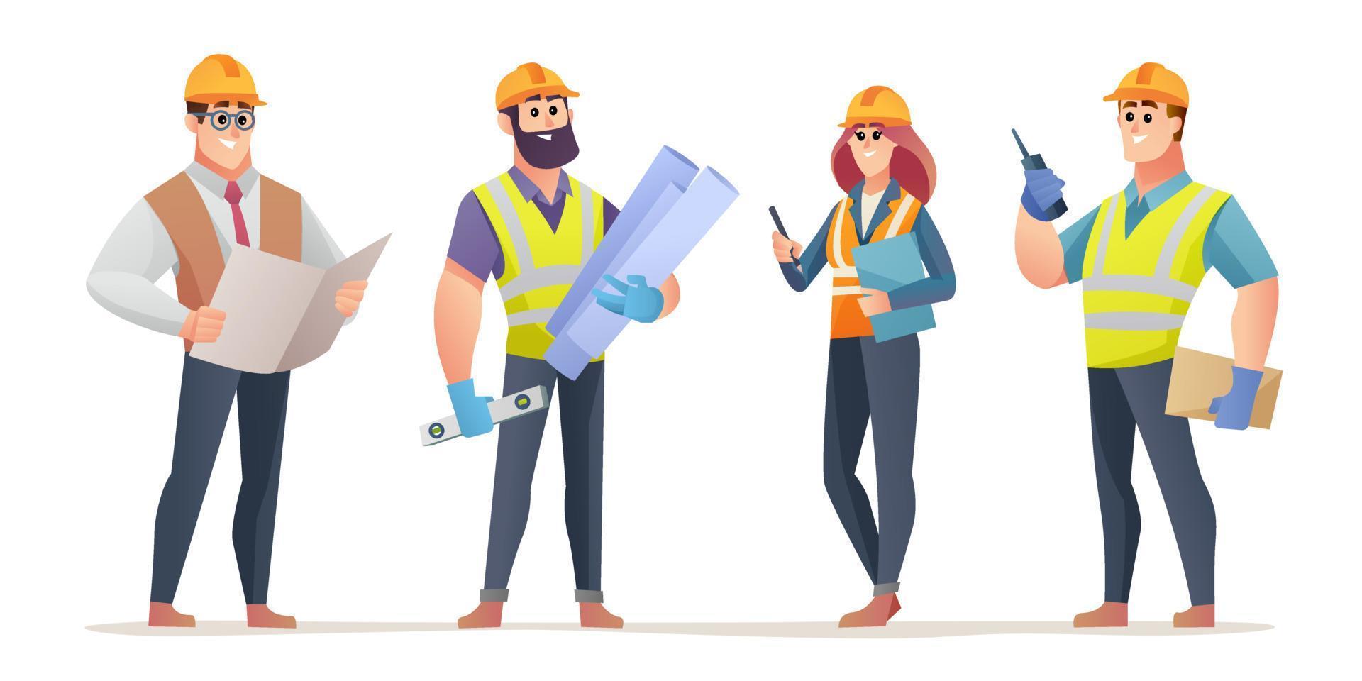 conjunto de personajes de dibujos animados de ingenieros 6461750 Vector en  Vecteezy