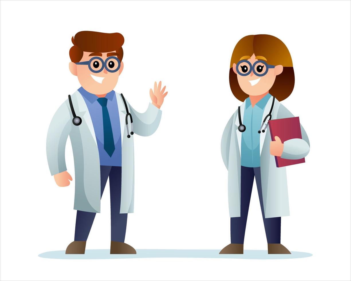 Cute male and female doctor cartoon characters 6461758 Vector Art at  Vecteezy