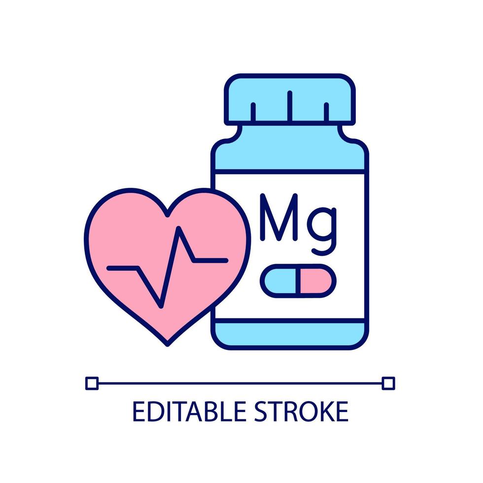 Magnesium supplements RGB color icon. Medication to prevent heart