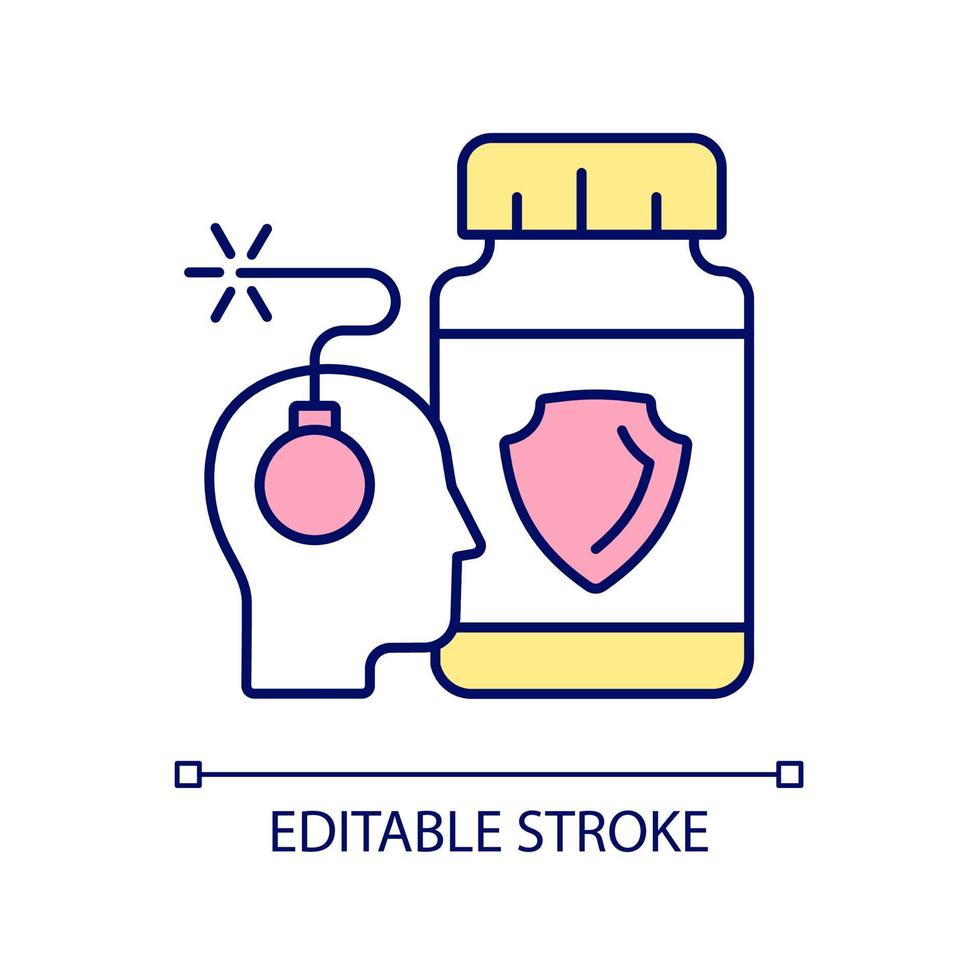 Anxiety supplements RGB color icon. Mental health disorders complementary medication. Nutrients for better brain chemistry. Isolated vector illustration. Simple filled line drawing