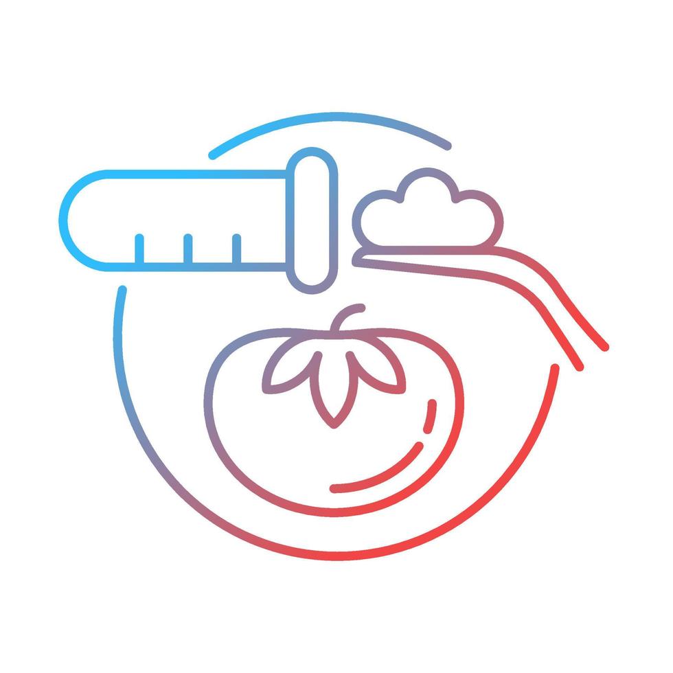 Food testing gradient linear vector icon. Nutrition safety and quality check. Sampling process. Product analysis. Thin line color symbol. Modern style pictogram. Vector isolated outline drawing