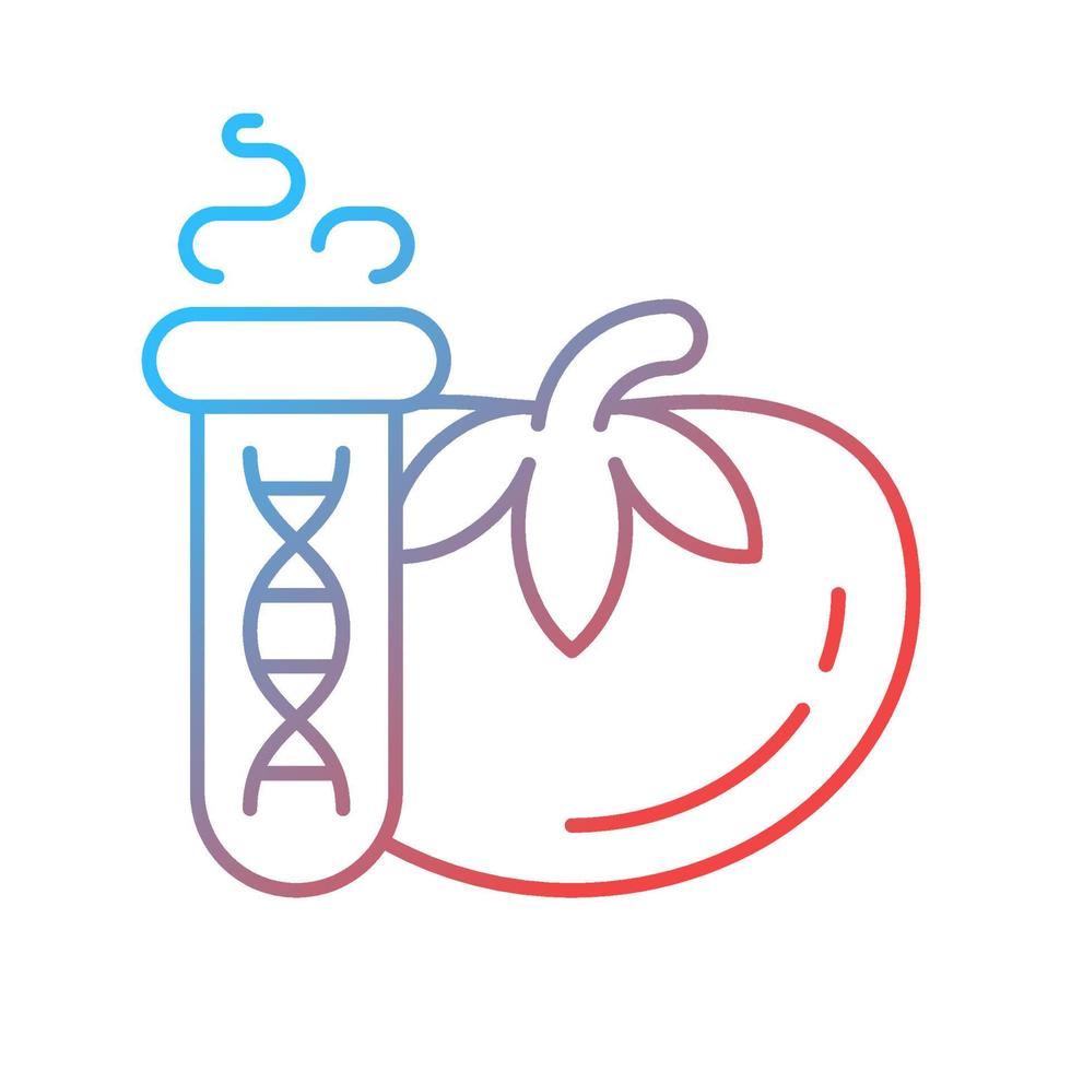 GMO testing gradient linear vector icon. Food genetic modification detection. DNA and protein based examination. Thin line color symbol. Modern style pictogram. Vector isolated outline drawing