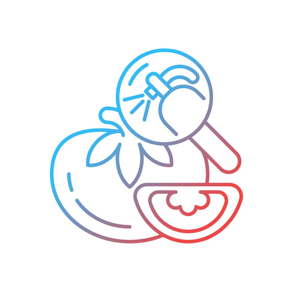 Pesticide residue testing gradient linear vector icon. Food product pesticide hazard detection. Chemical analysis. Thin line color symbol. Modern style pictogram. Vector isolated outline drawing