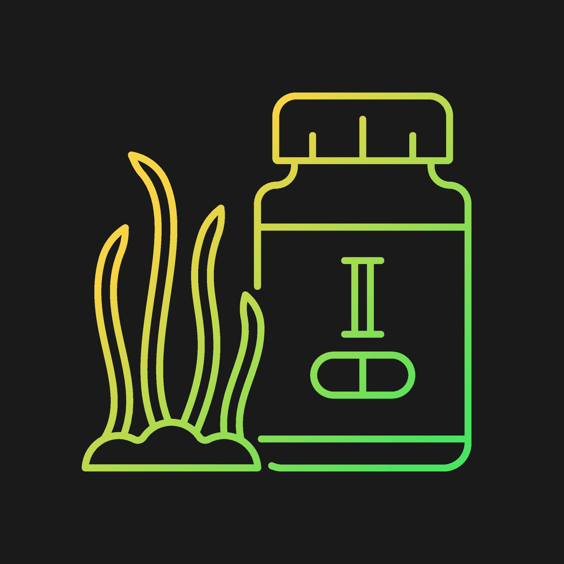 Iodine supplements gradient vector icon for dark theme. Iodine