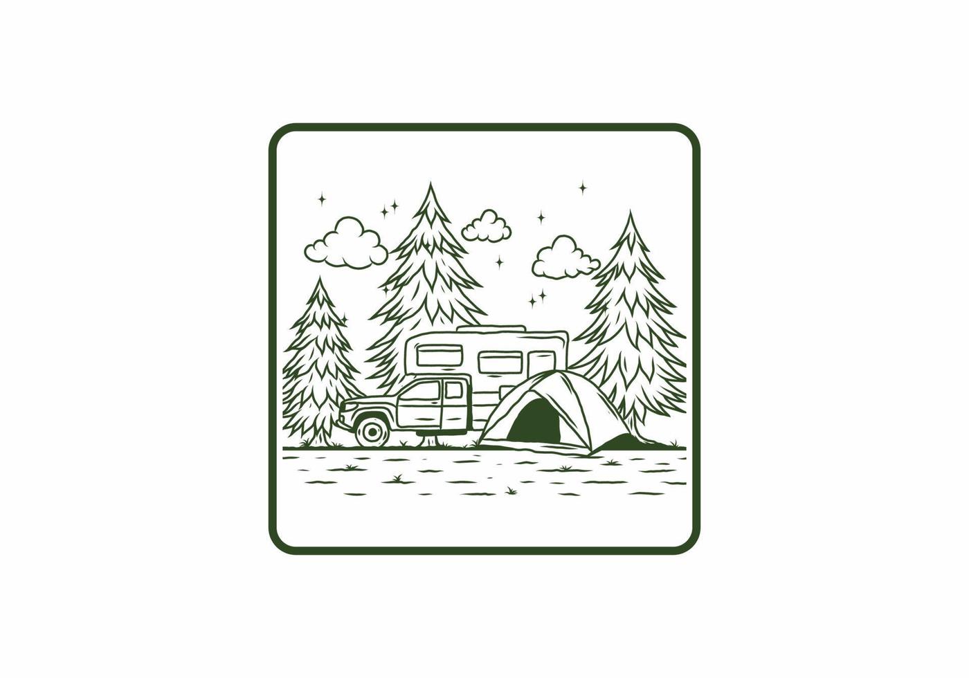 RV van camping in nature illustration vector