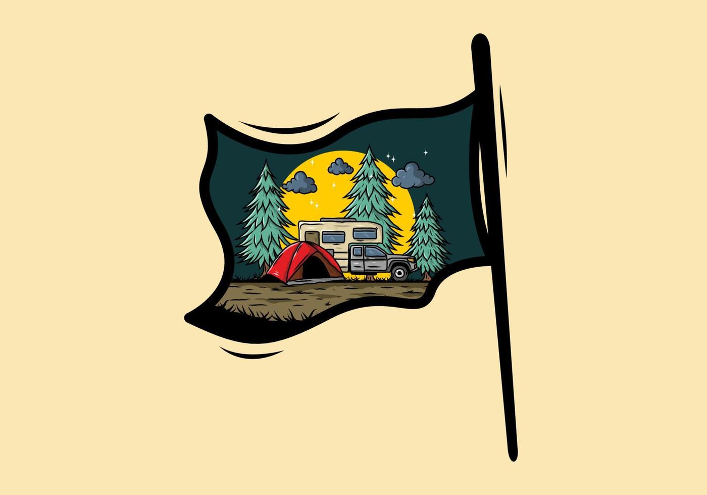 RV van camping in nature illustration vector