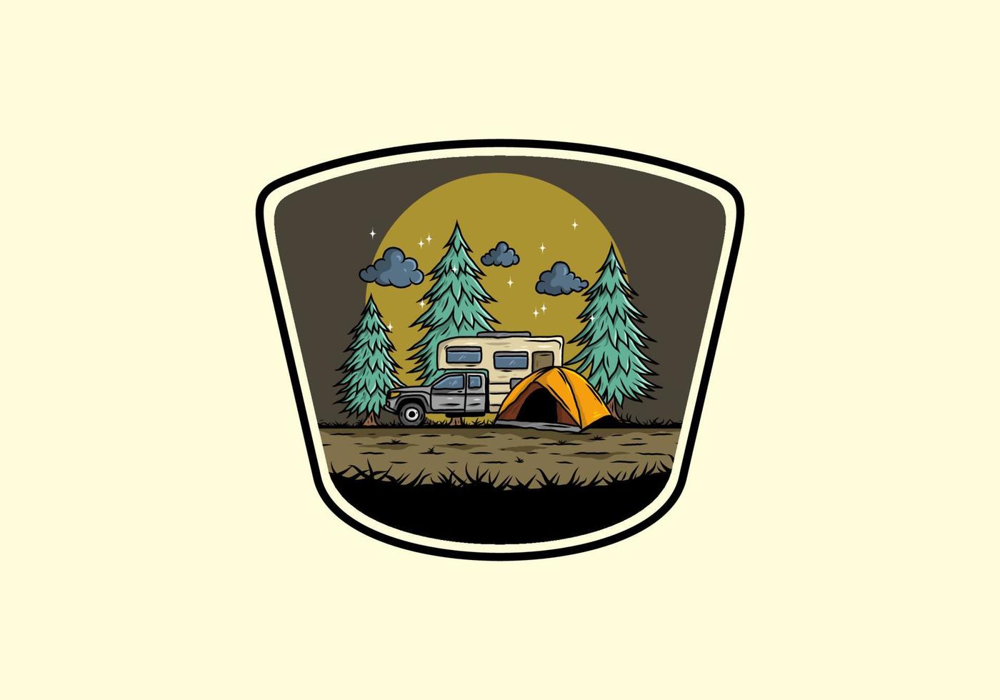 RV van camping in nature illustration vector