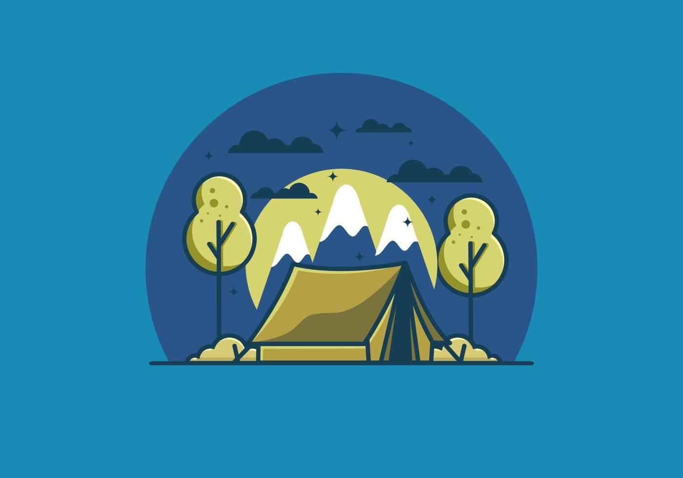 Camping with tent flat illustration vector