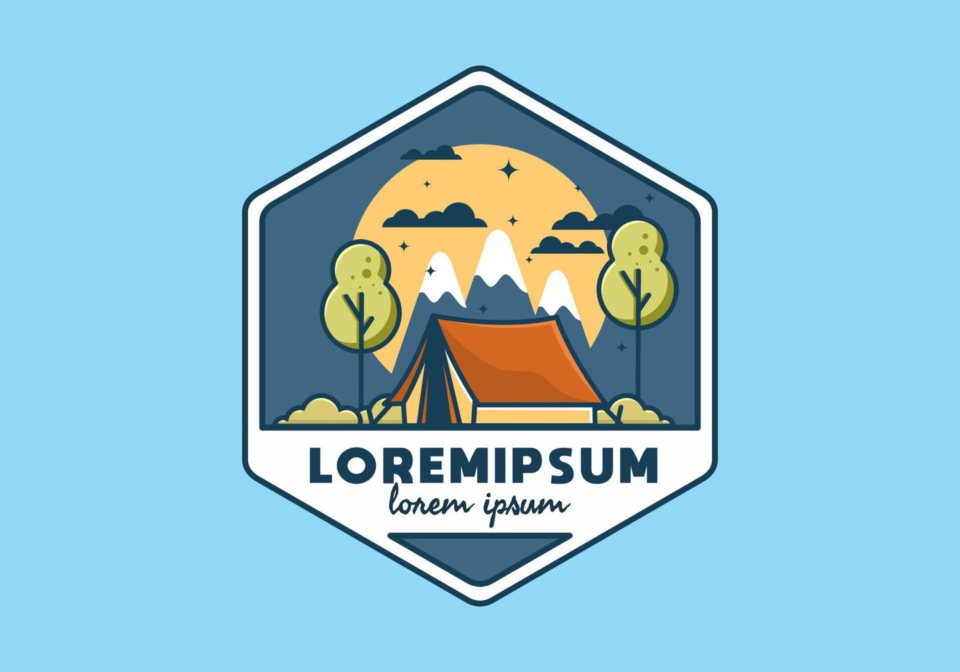 Camping with tent flat illustration vector