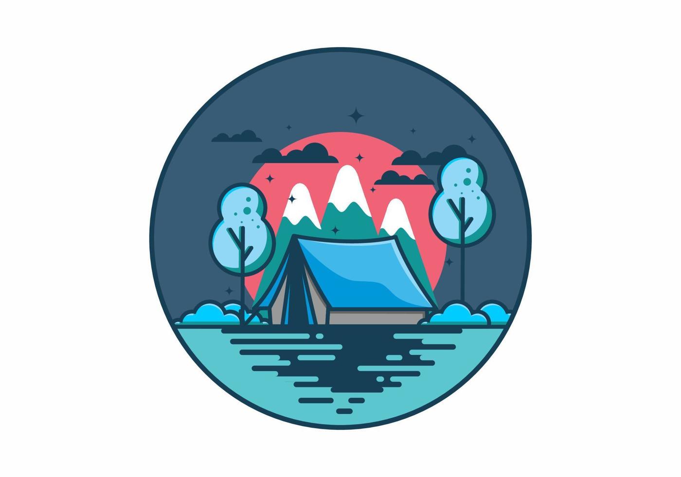 Camping with tent flat illustration vector