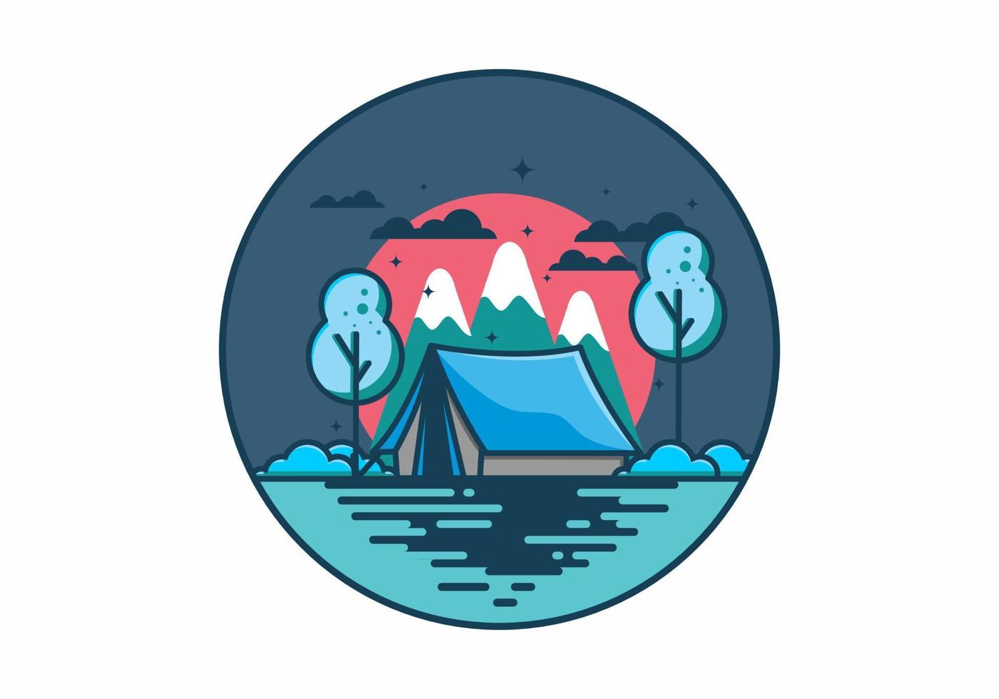 camping con carpa ilustración plana vector