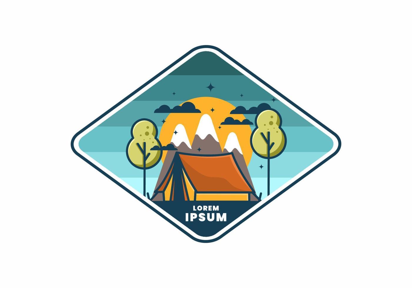 camping con carpa ilustración plana vector