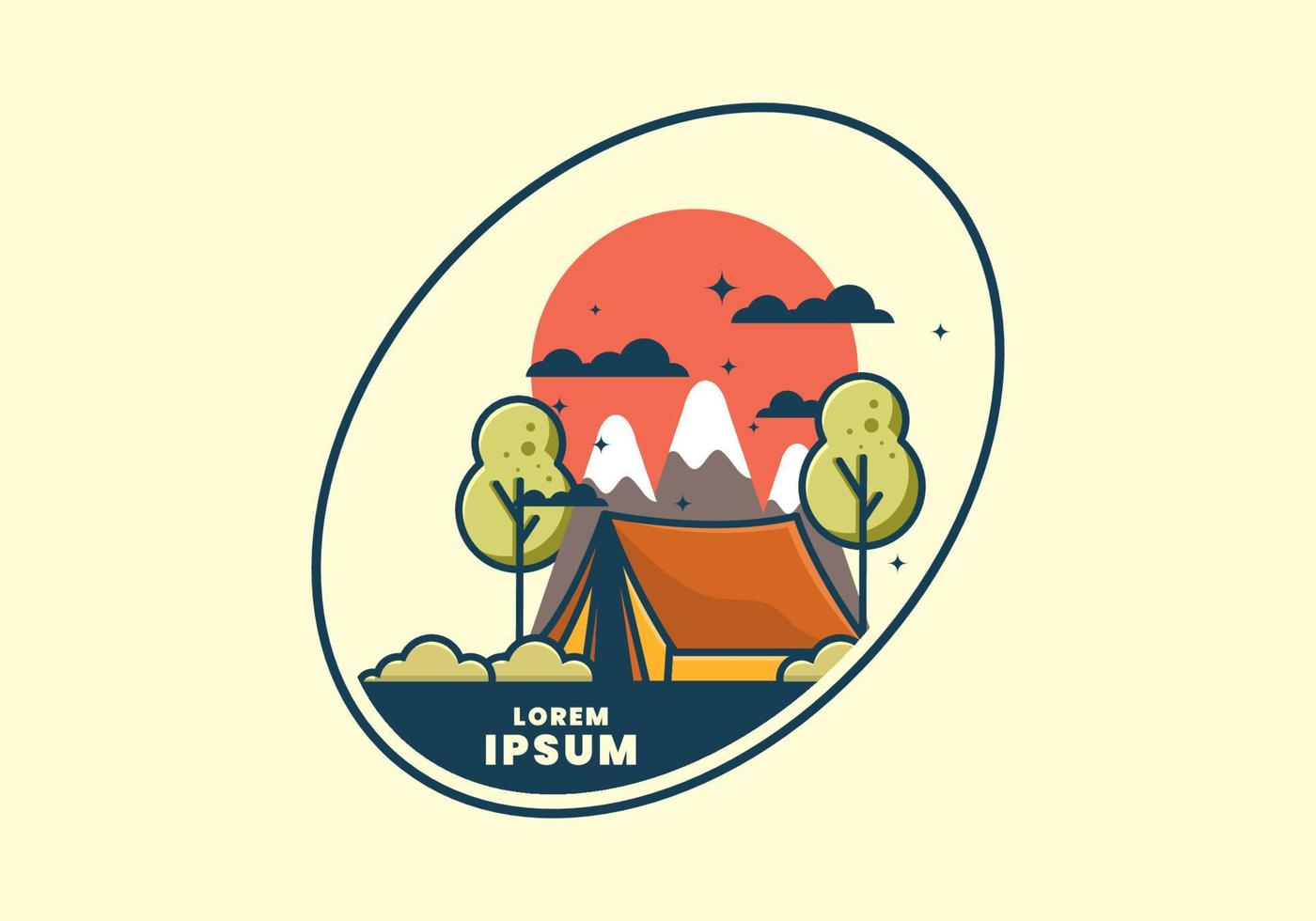 camping con carpa ilustración plana vector