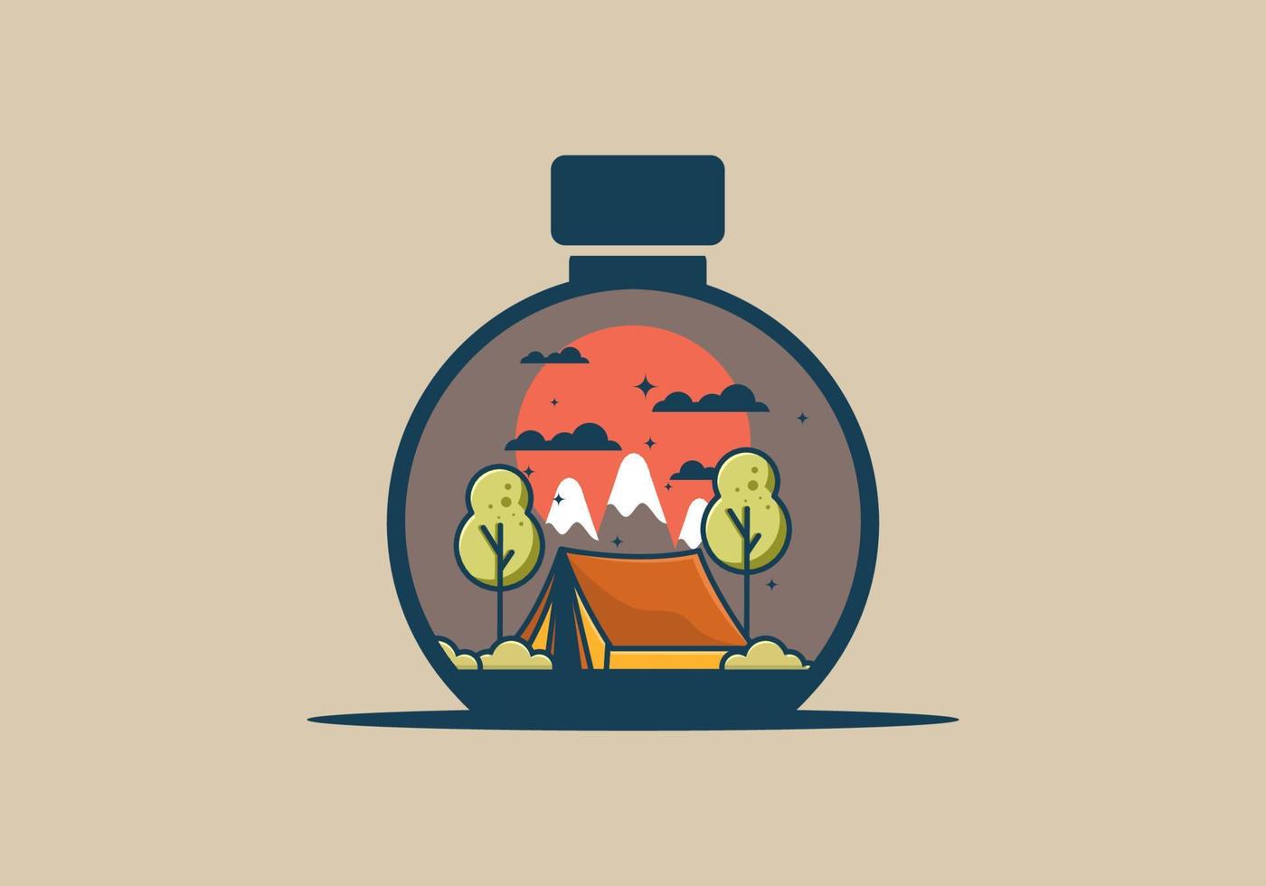 Camping with tent flat illustration vector