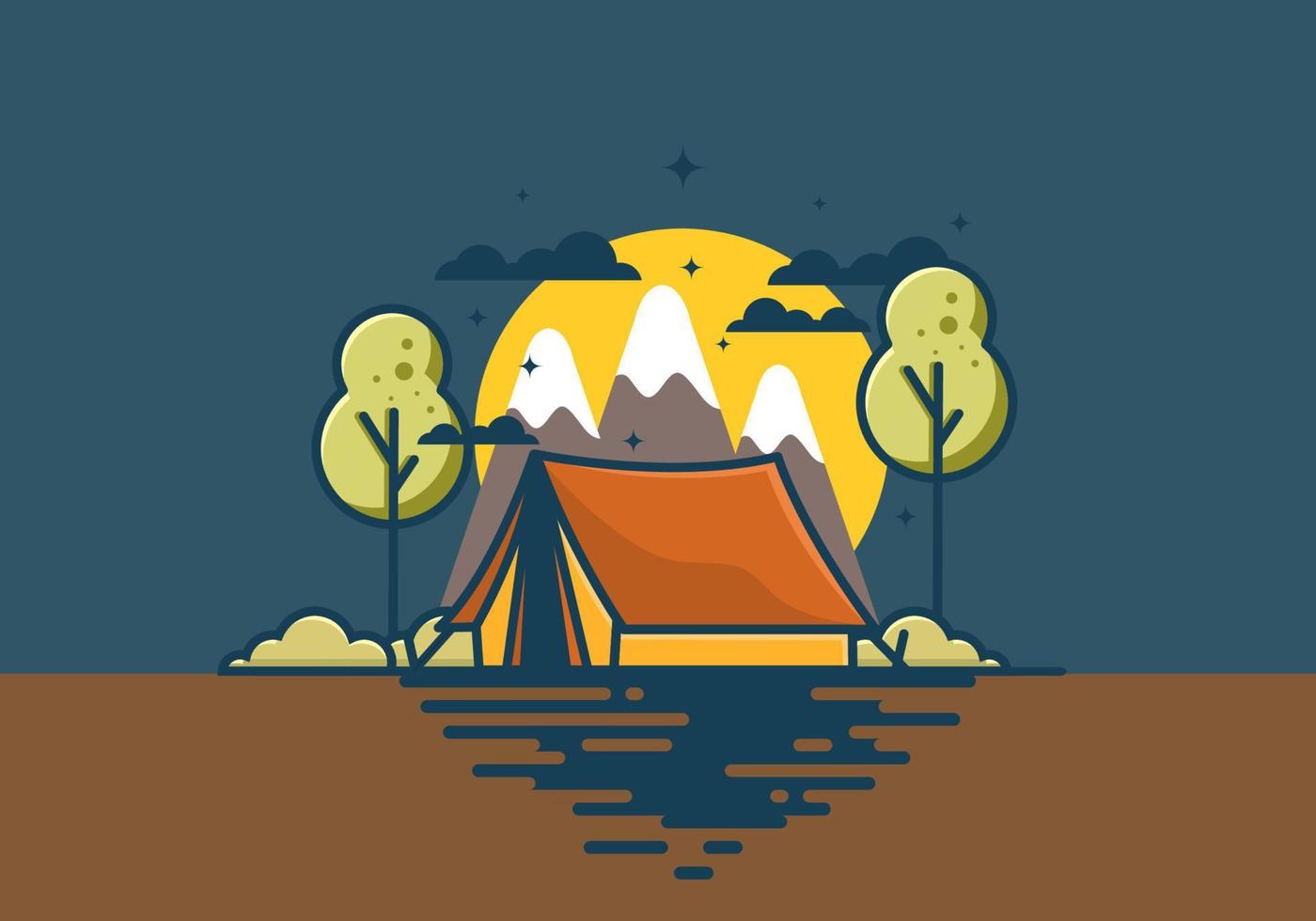 camping con carpa ilustración plana vector