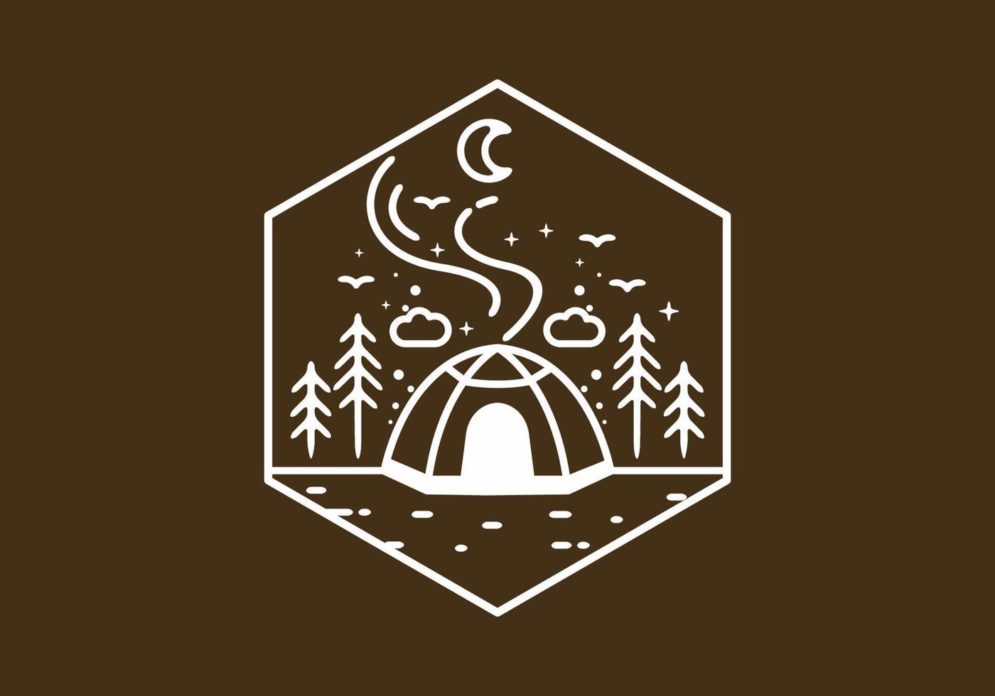 Line art illustration of camping tent vector
