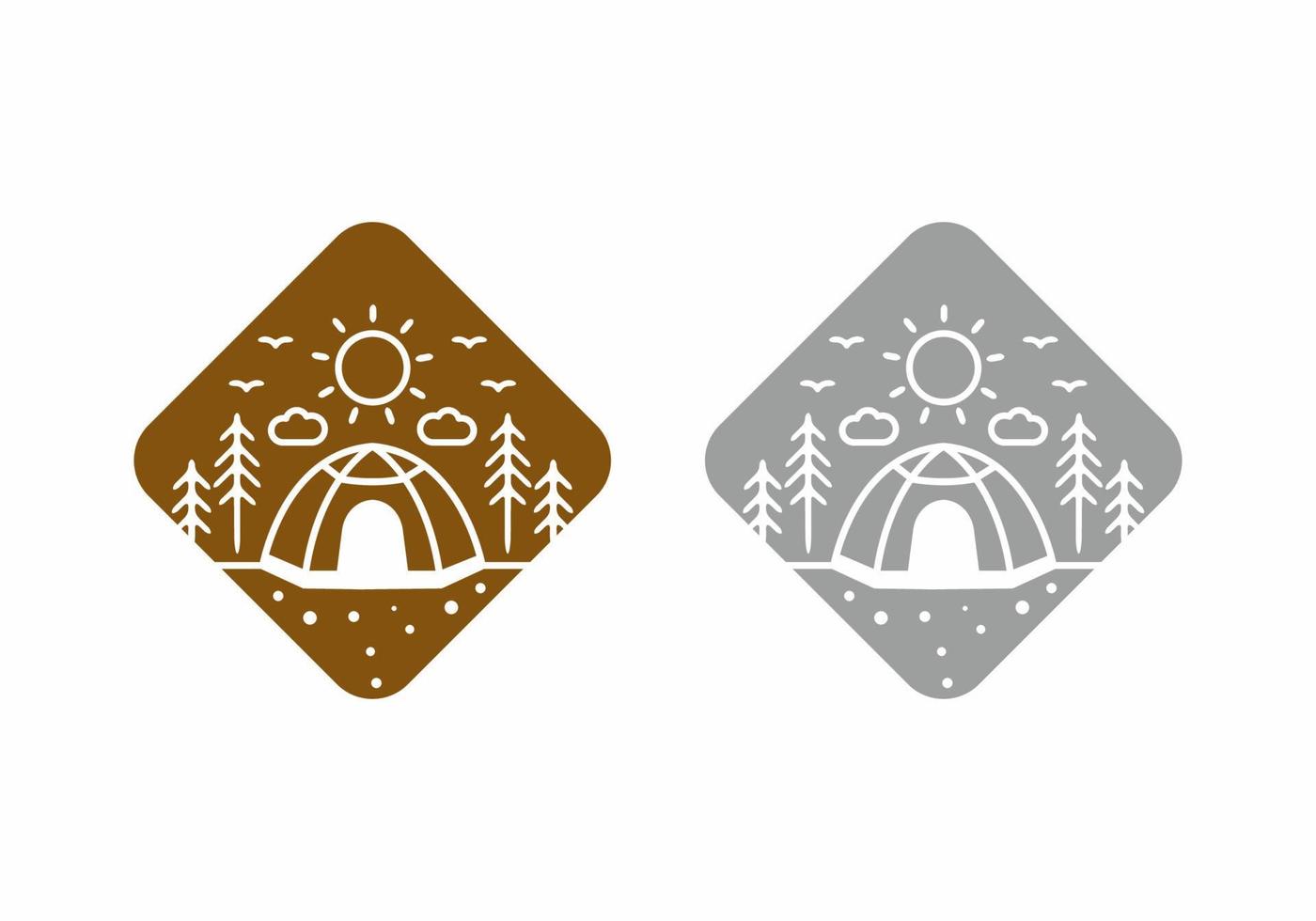 Line art illustration of camping tent vector