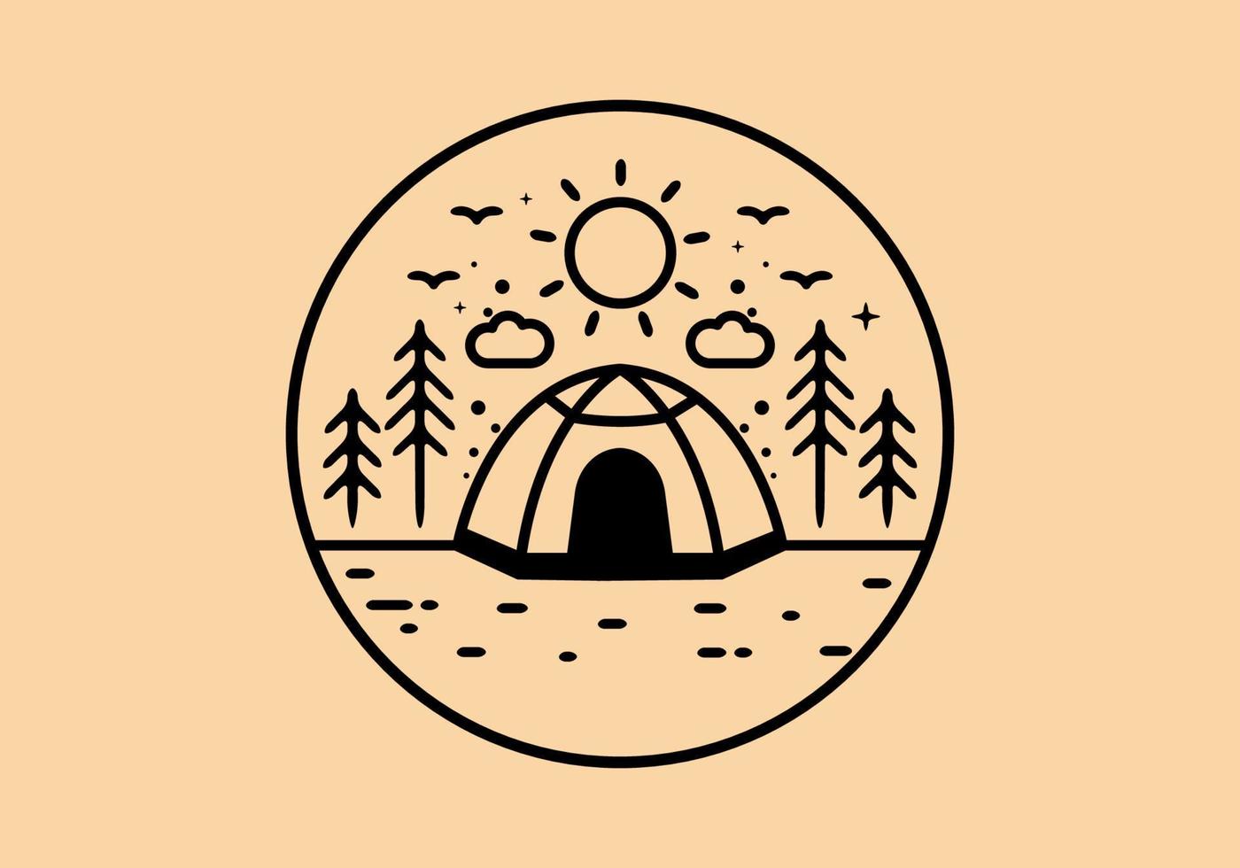 Line art illustration of camping tent vector