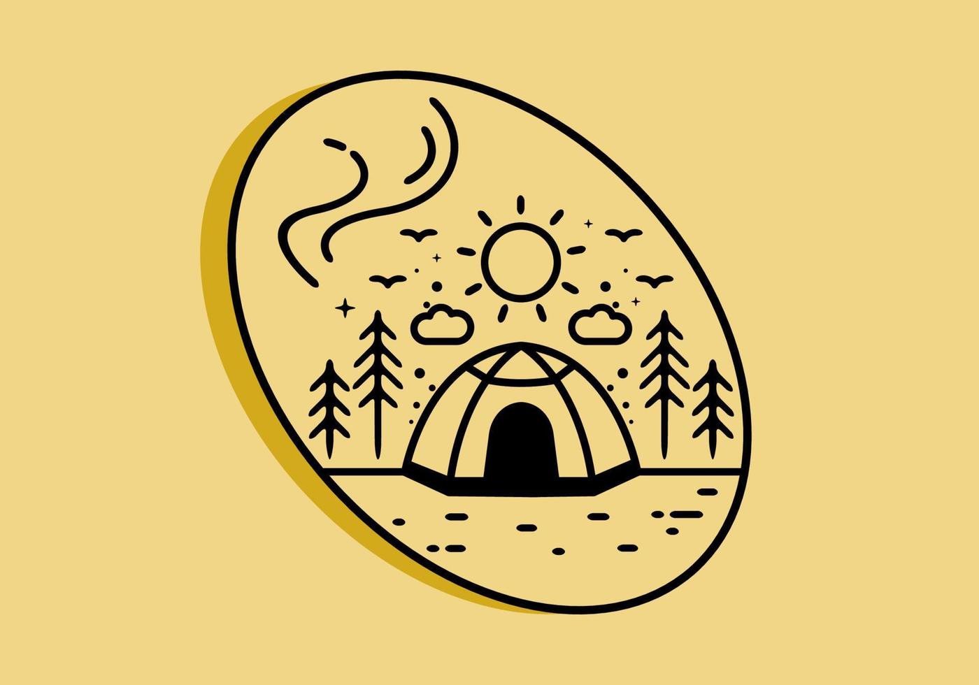 Line art illustration of camping tent vector