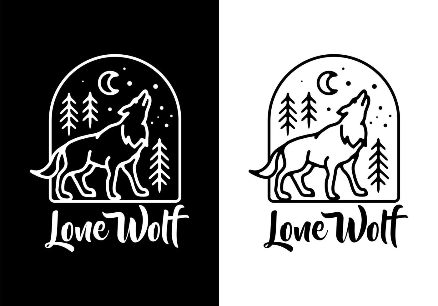 Black and white color of wolf line art vector