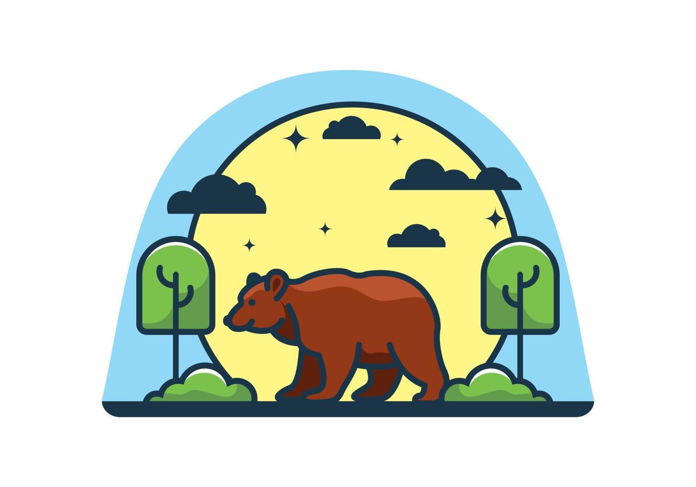 colorido oso salvaje en la naturaleza ilustración plana vector
