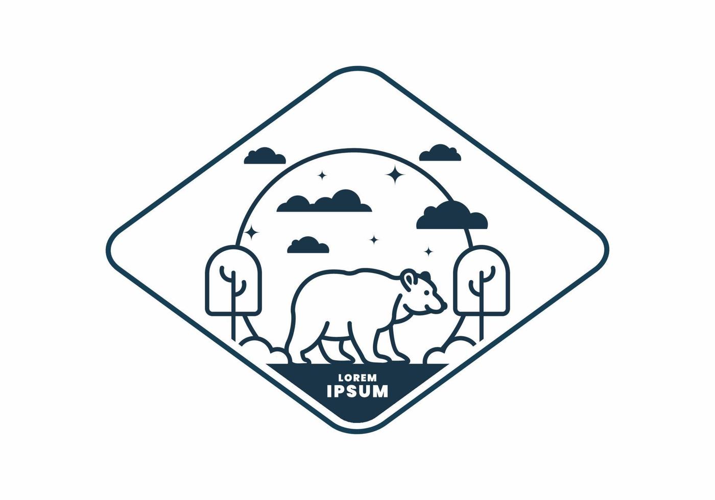 Line art illustration of wild bear vector