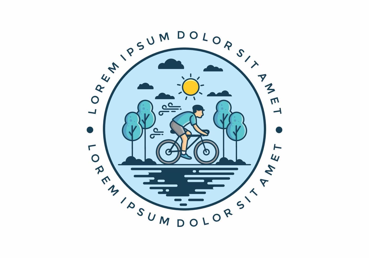 Riding a bicycle flat illustration vector