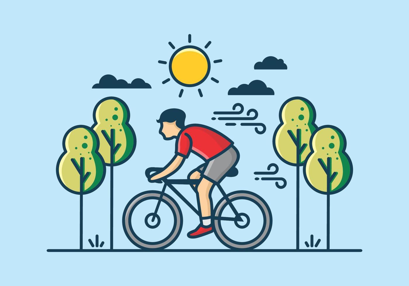 Riding a bicycle flat illustration vector