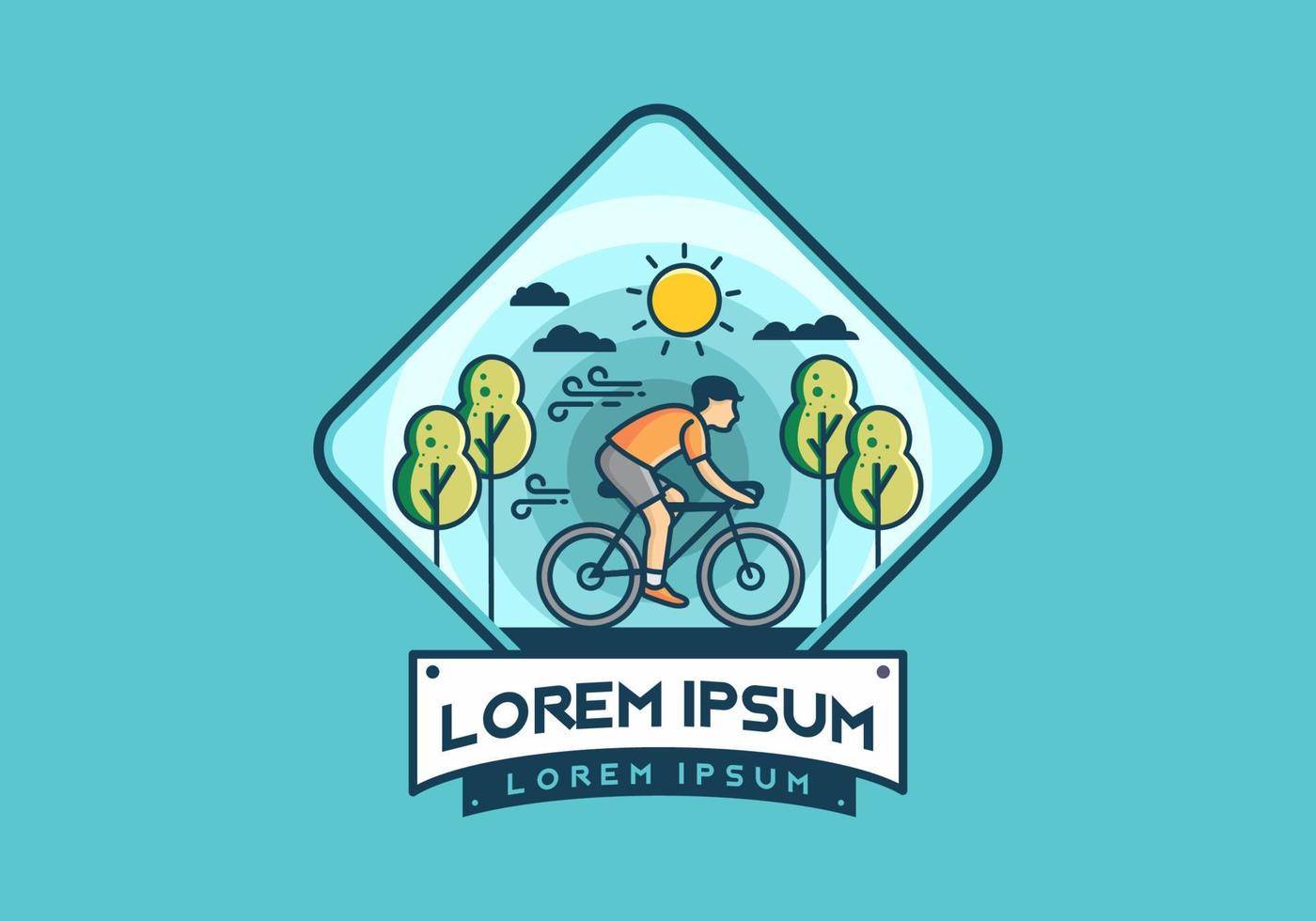 Riding a bicycle flat illustration vector
