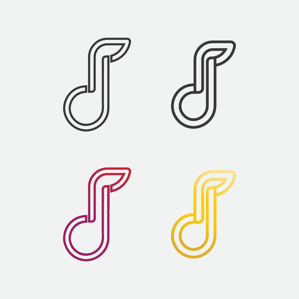 conjunto de iconos de música y notas, diseño de ilustraciones vectoriales, ondas sonoras, audio, ecualizador, abstracto, plantilla de diseño de ilustración vectorial del logotipo del conjunto de cabezales vector