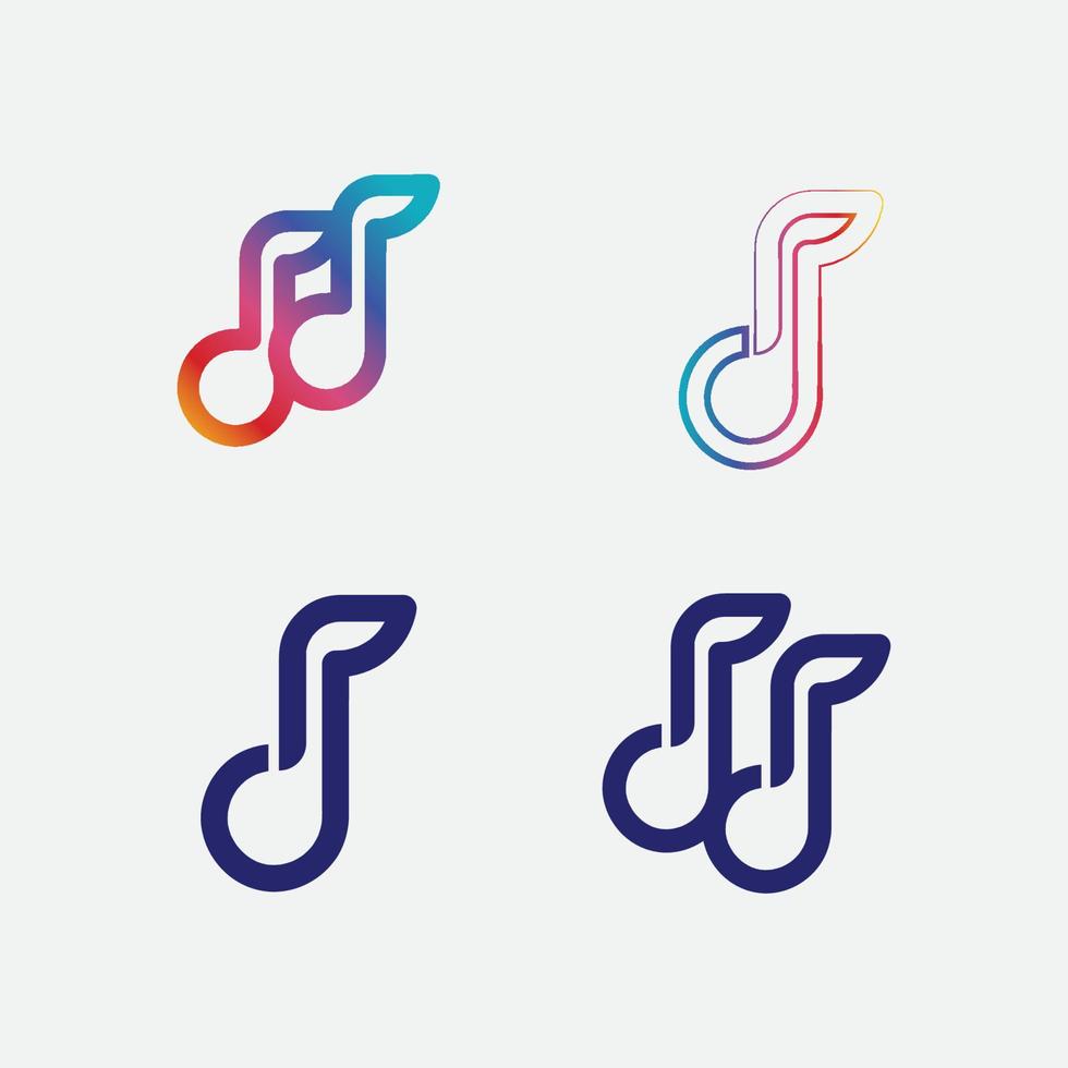 conjunto de iconos de música y notas, diseño de ilustraciones vectoriales, ondas sonoras, audio, ecualizador, abstracto, plantilla de diseño de ilustración vectorial del logotipo del conjunto de cabezales vector