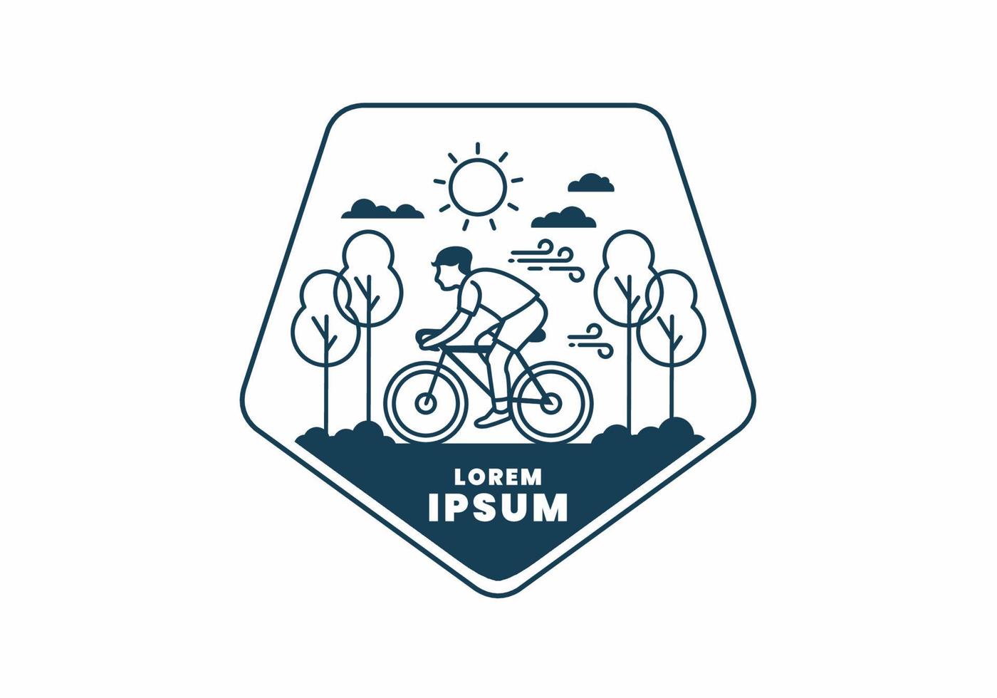 illustration badge of riding bicycle vector