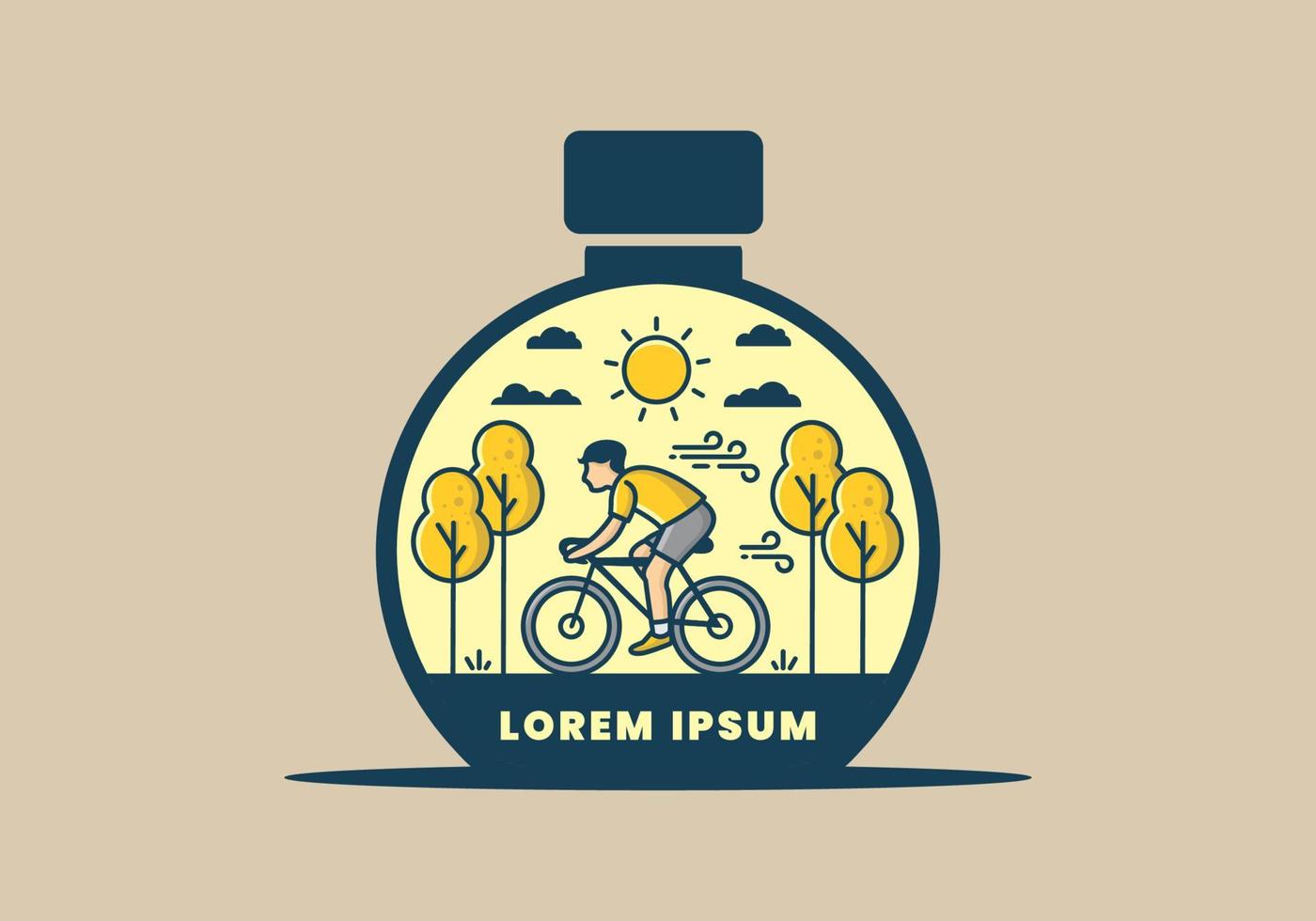 illustration badge of riding bicycle vector