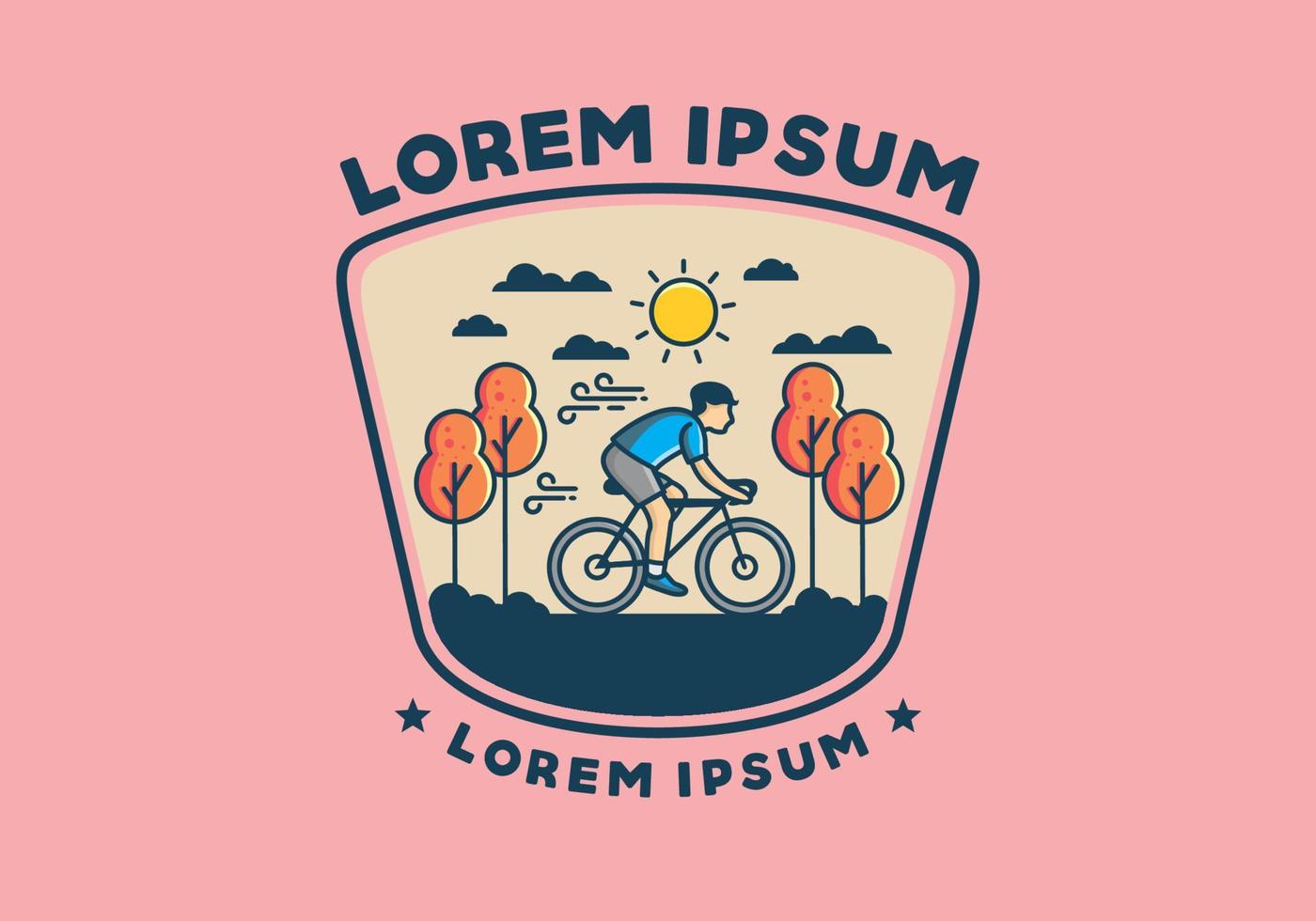 illustration badge of riding bicycle vector
