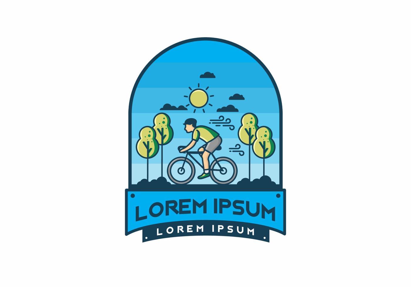 illustration badge of riding bicycle vector