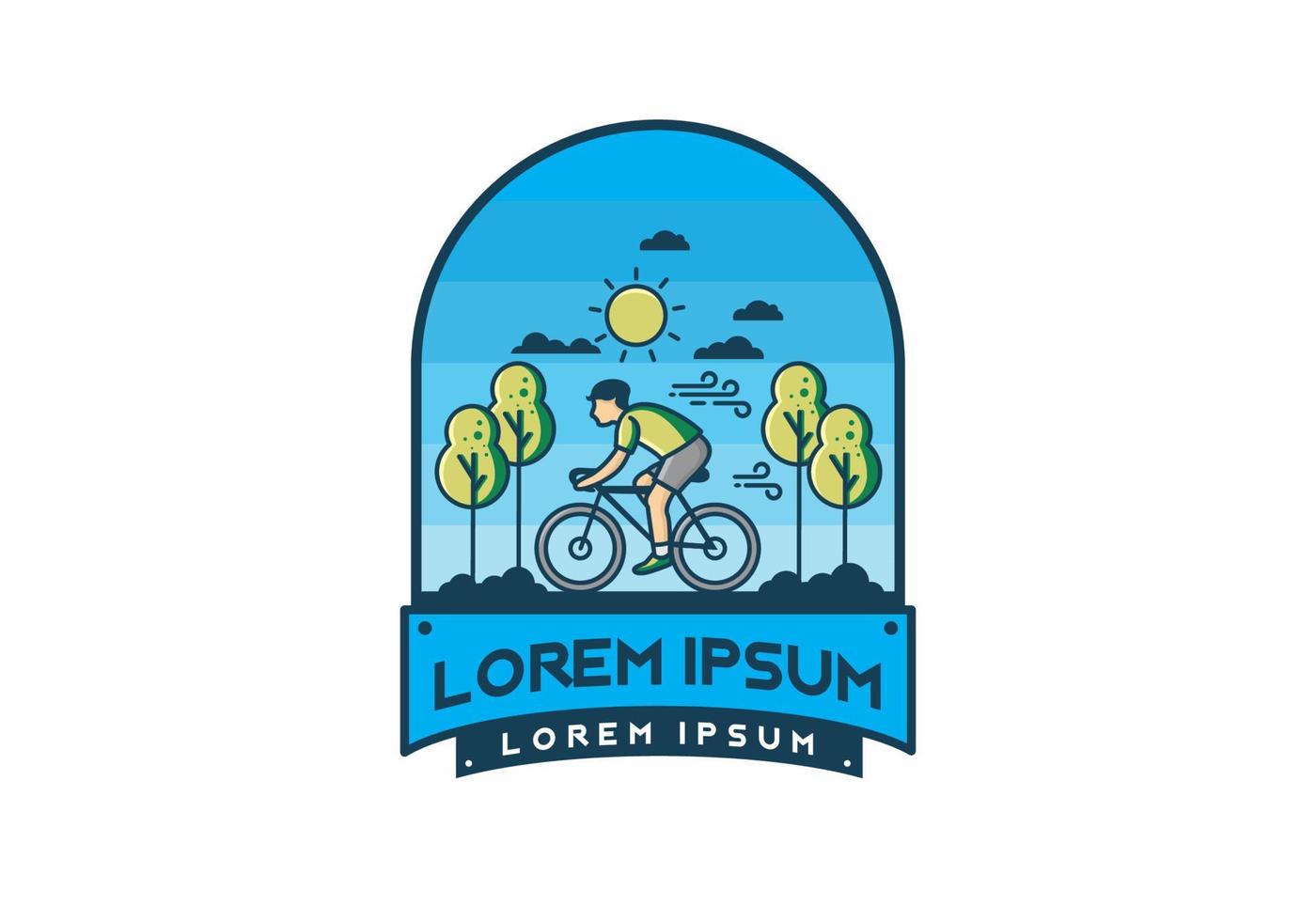 insignia de ilustración de andar en bicicleta vector