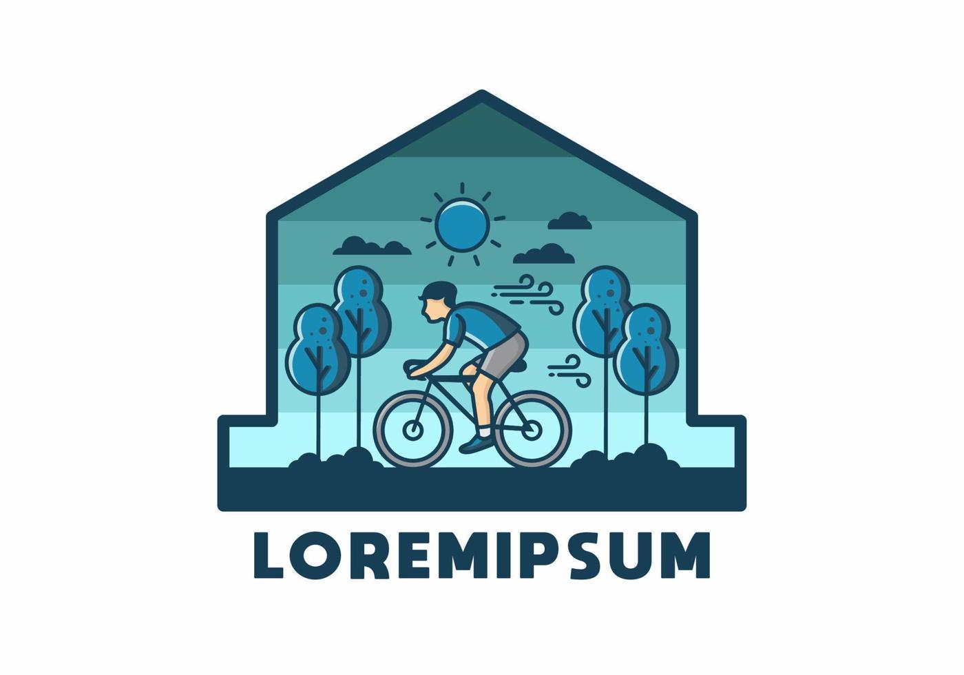 illustration badge of riding bicycle vector
