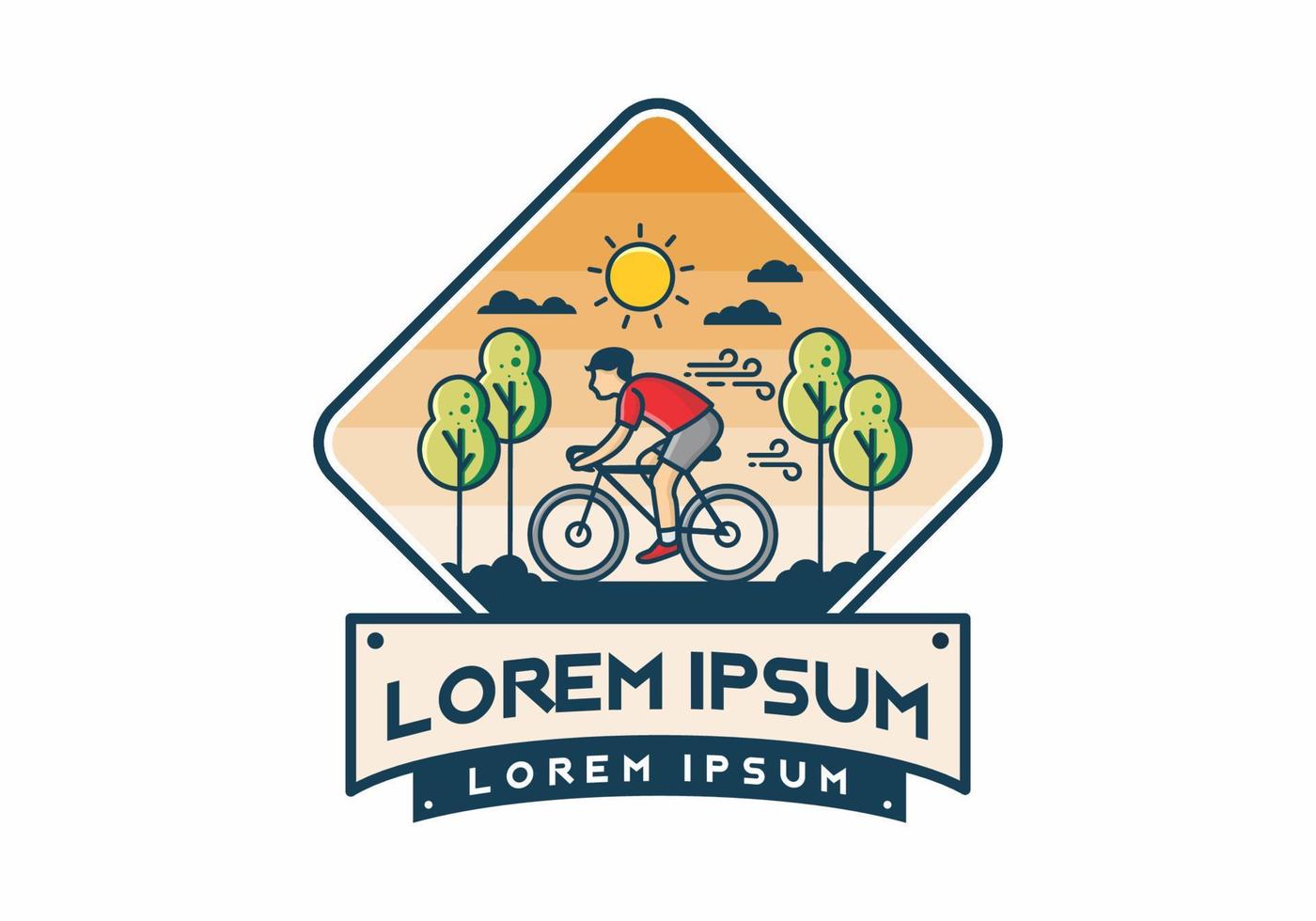 illustration badge of riding bicycle vector