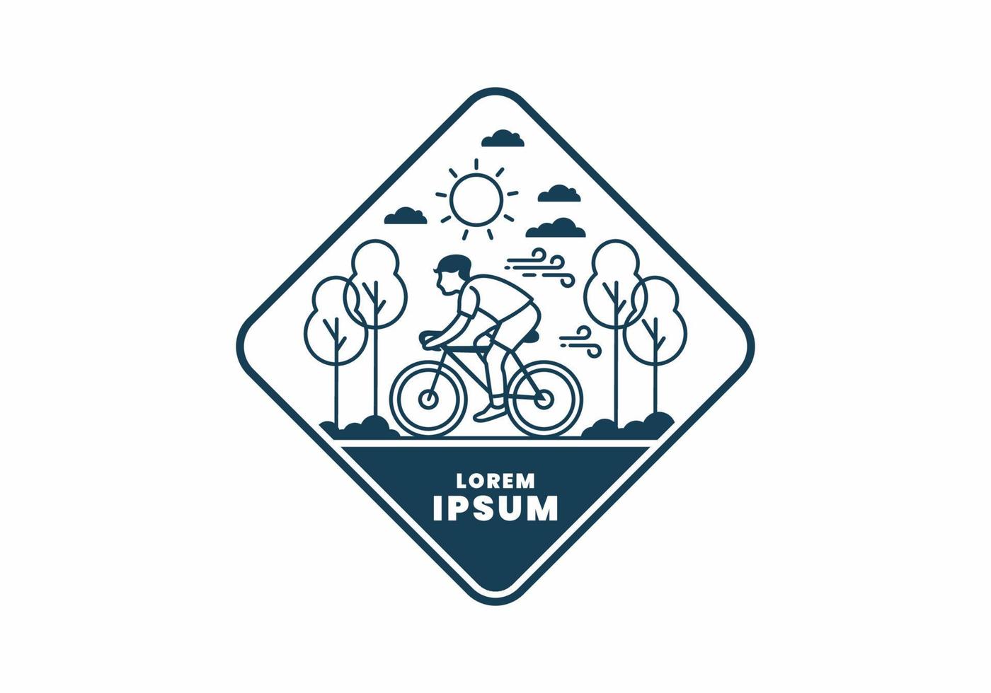 illustration badge of riding bicycle vector