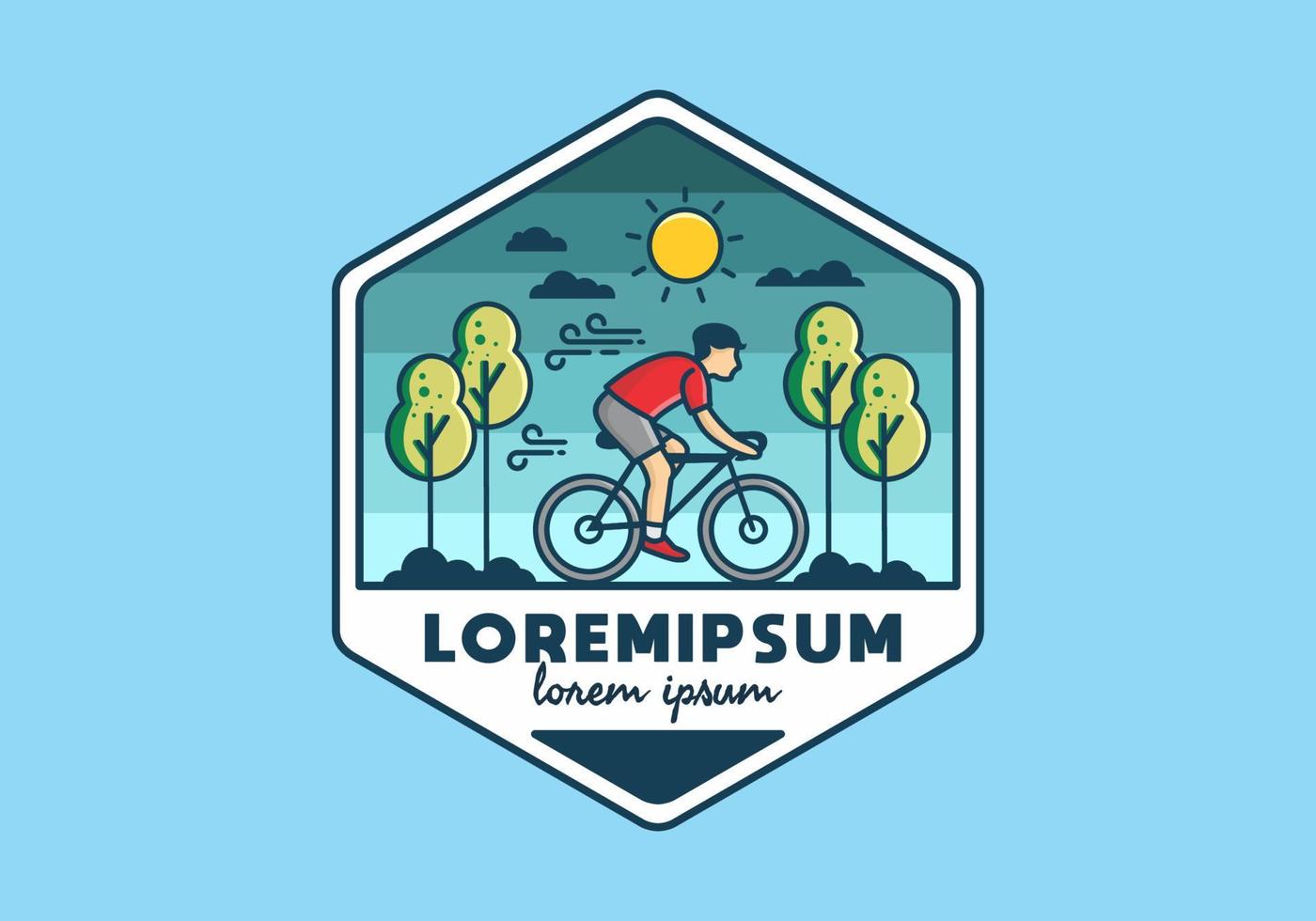 illustration badge of riding bicycle vector
