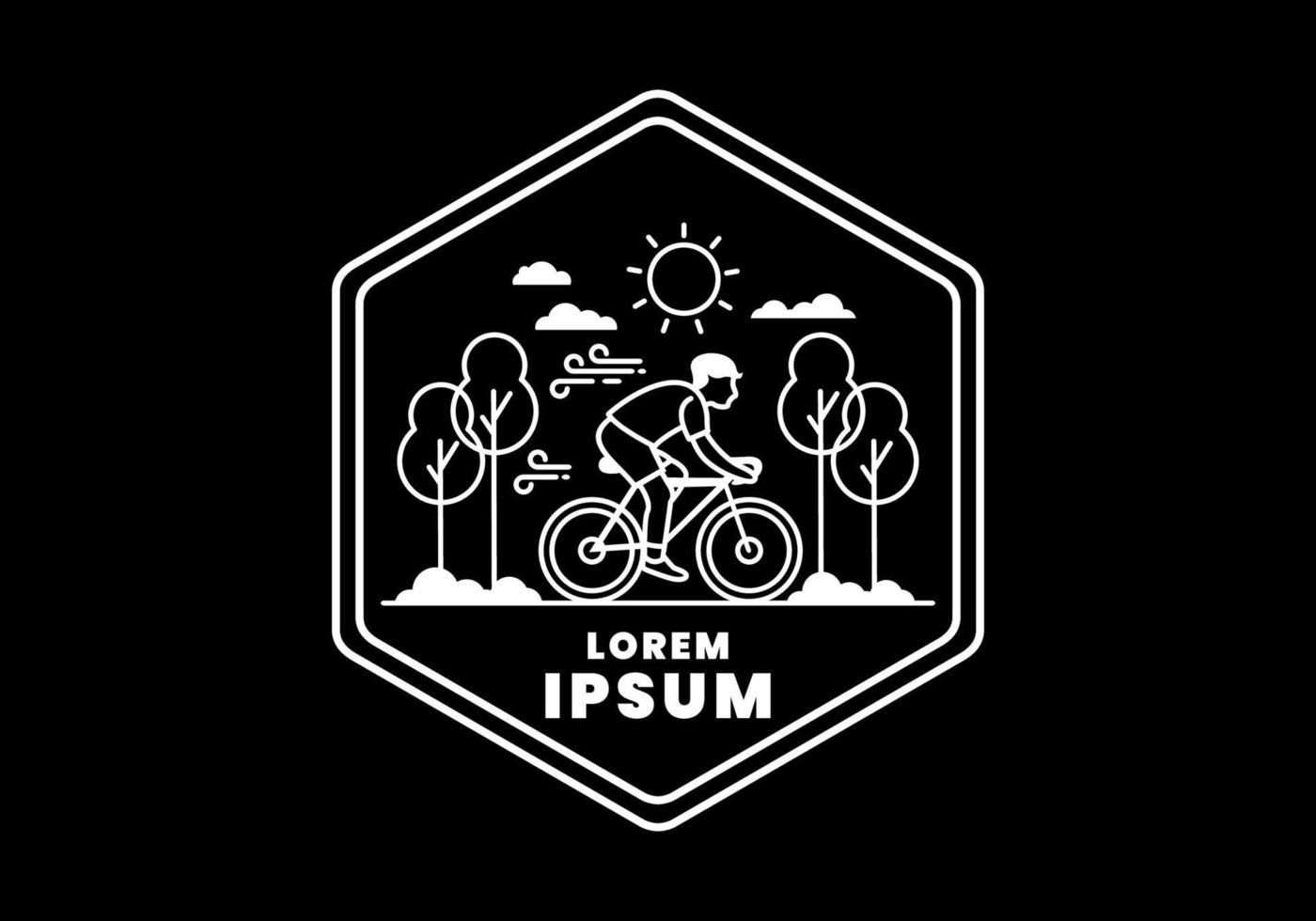 illustration badge of riding bicycle vector