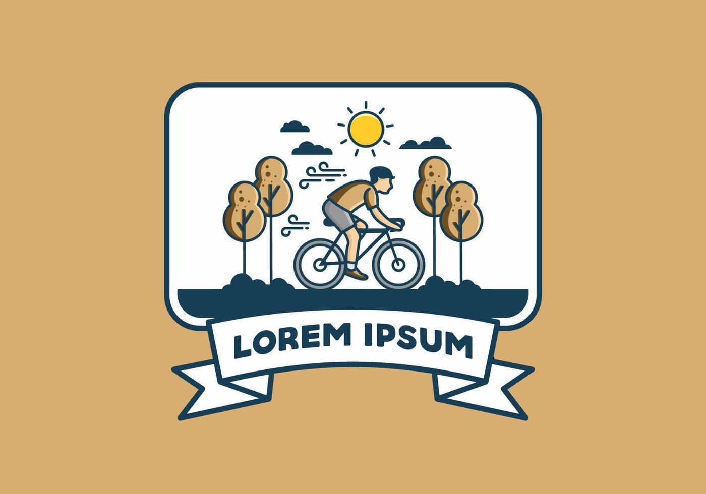 illustration badge of riding bicycle vector