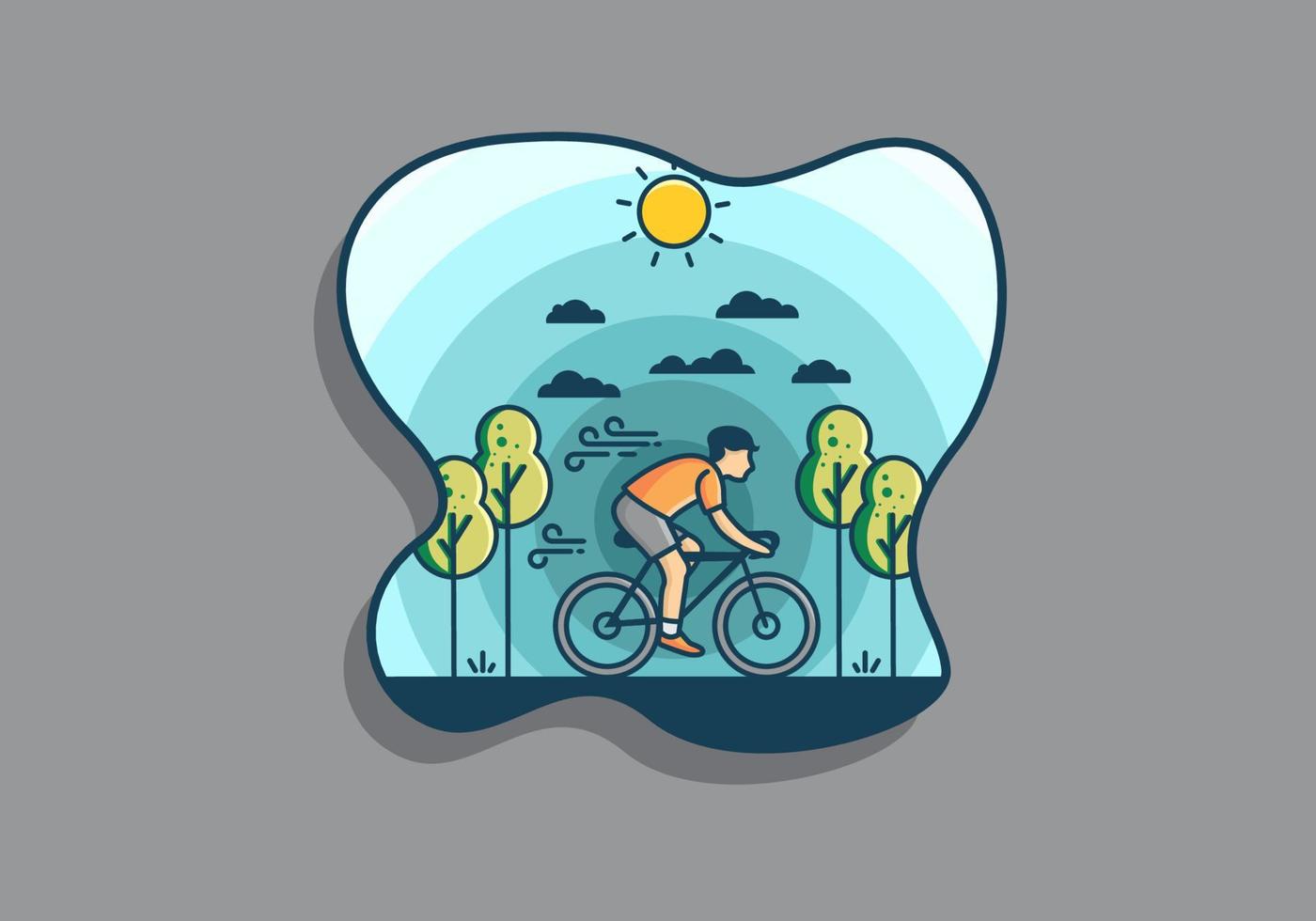 illustration badge of riding bicycle vector