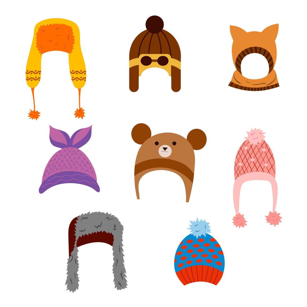 cartoon set of hats vector