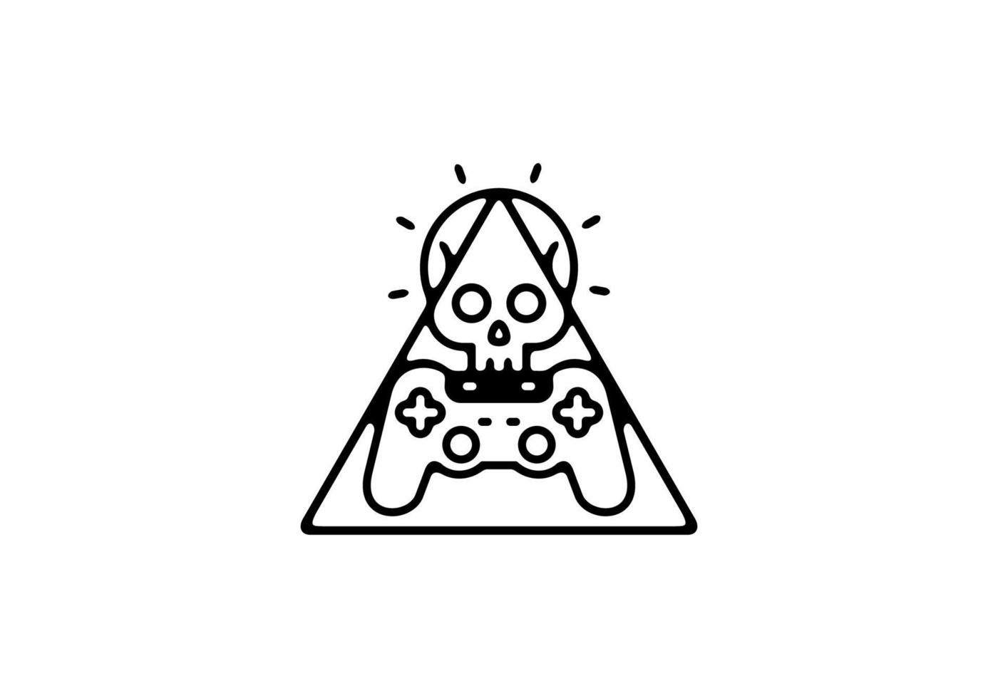 Black line art illustration of joystick and skull vector