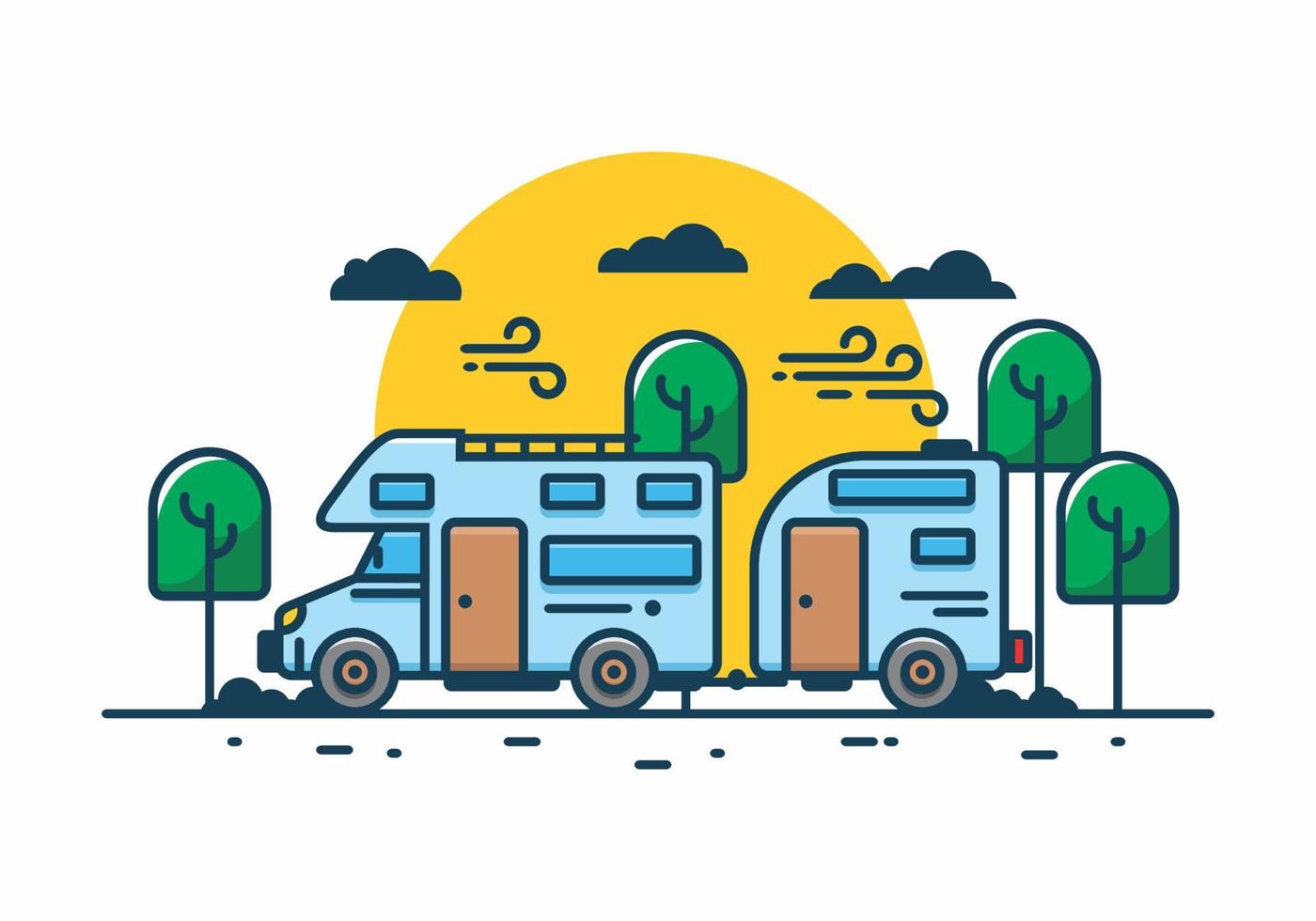 camper van car flat illustration DESIGN vector